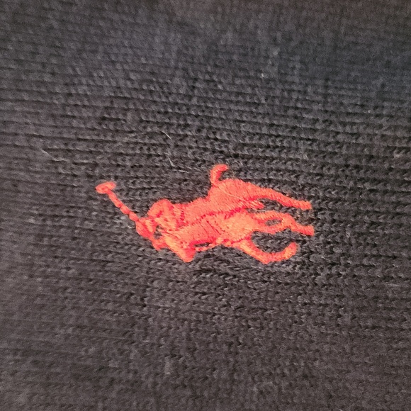 Polo Ralph Lauren mens Large Navy blue pullover with red pony - Picture 4 of 5